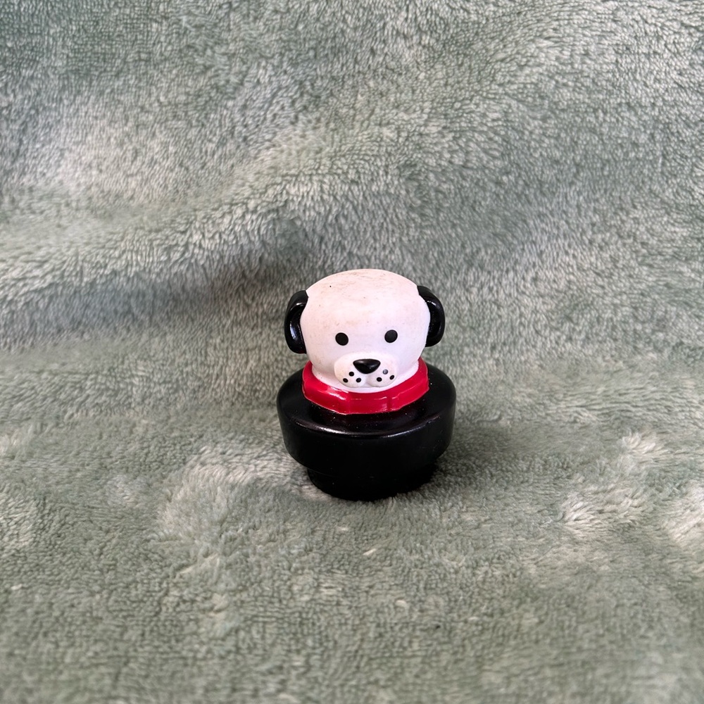 Fisher Price Chunky Little People Dog Puppy Black White With Red Collar